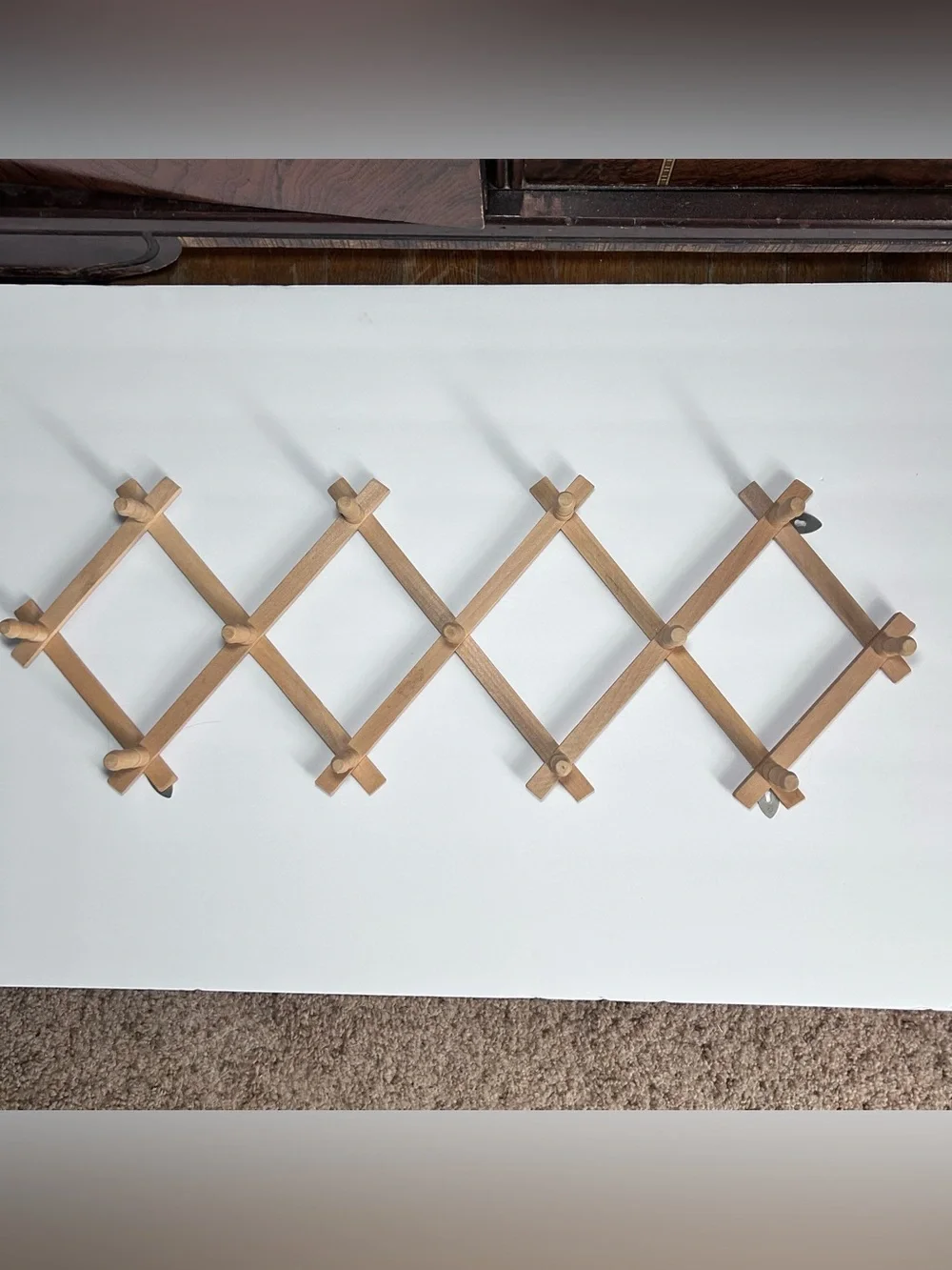 Wooden Accordion Expandable Wall Rack Coffee Jewelry Coat Rack